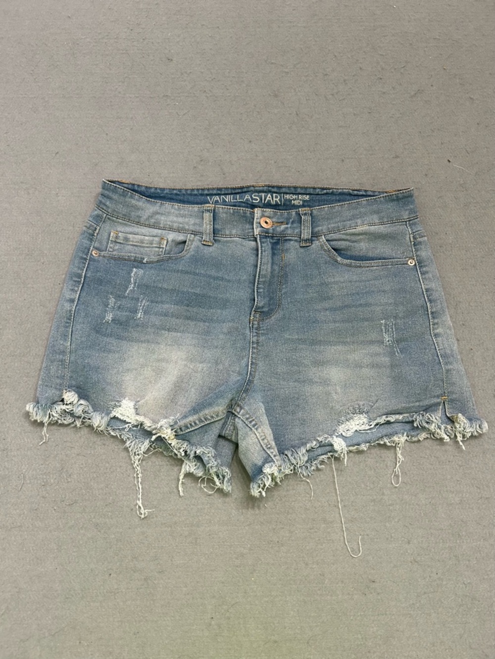 Women’s Vanilla Star High Rise Distressed Denim Shorts Size 11 Frayed Hem